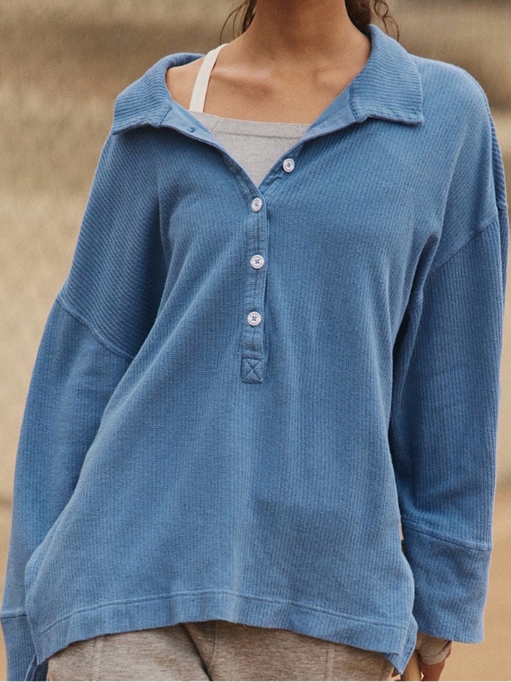 Free People FP Movement Buttoned Up Layer; Denim Blue; Size Small